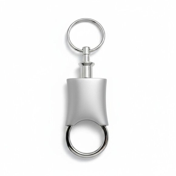 Sleek Silver Keychain With Dual Rings & Polished Finish - Picture 1 of 4